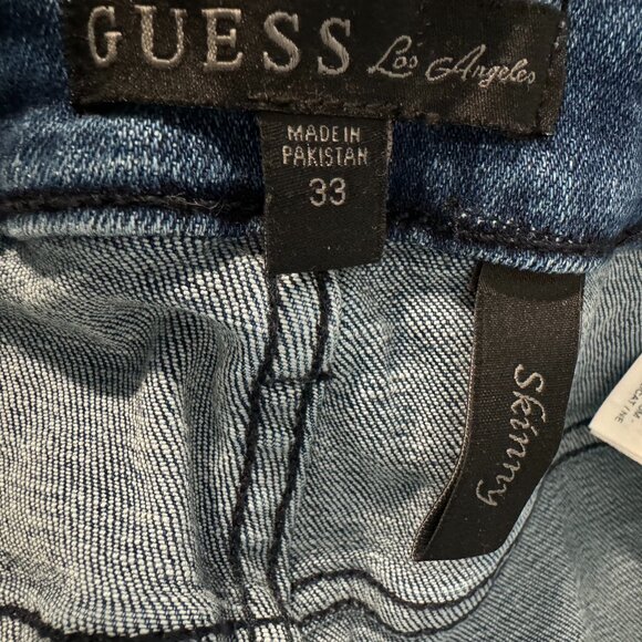 NWT Guess Skinny Leg Fit Medium Rise Jeans Catria Wash Dark Blue 33 x 32 - Picture 7 of 7